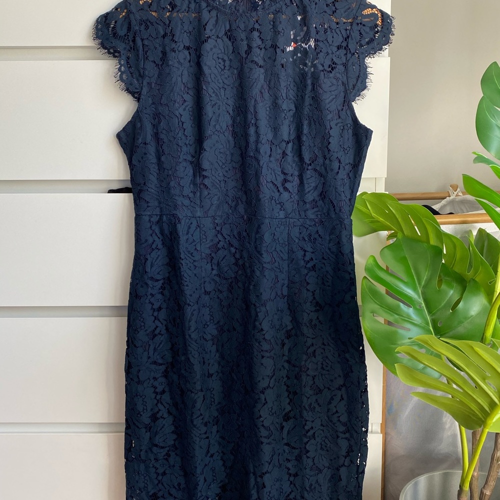 Blue lace dress.